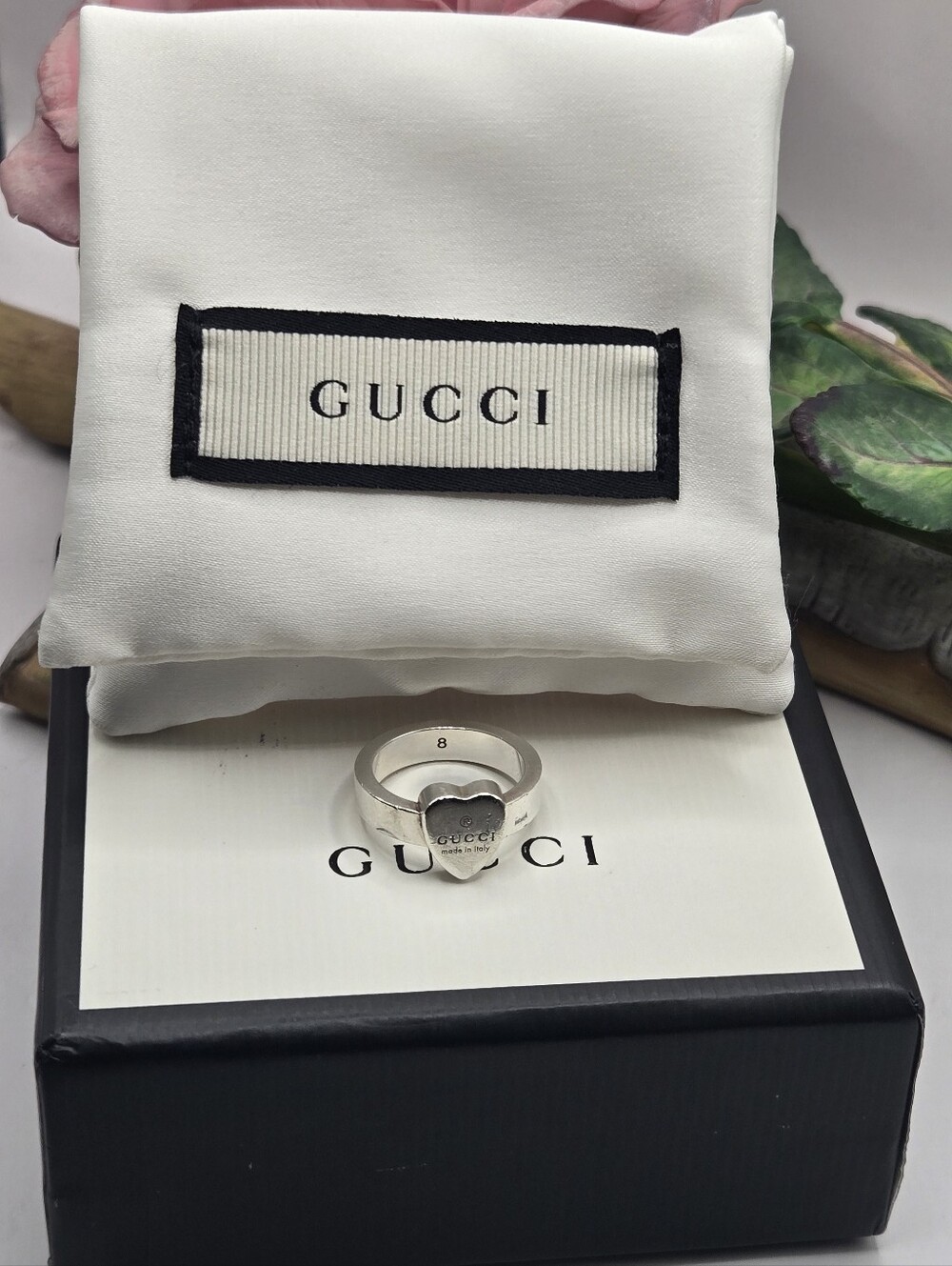 Gucci Trademark Heart Ring Size 4.5